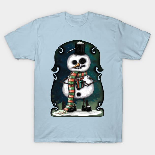 Snowman T-Shirt by Raluca Iov